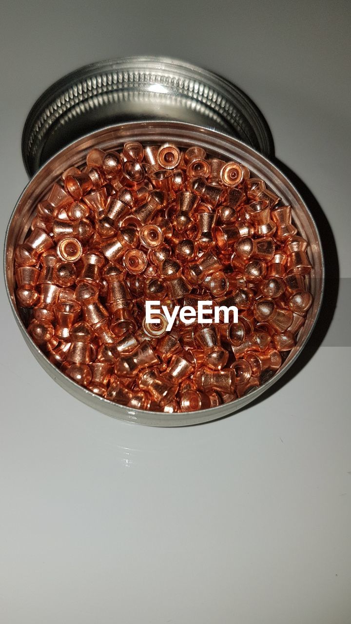 High angle view of airgun pellets