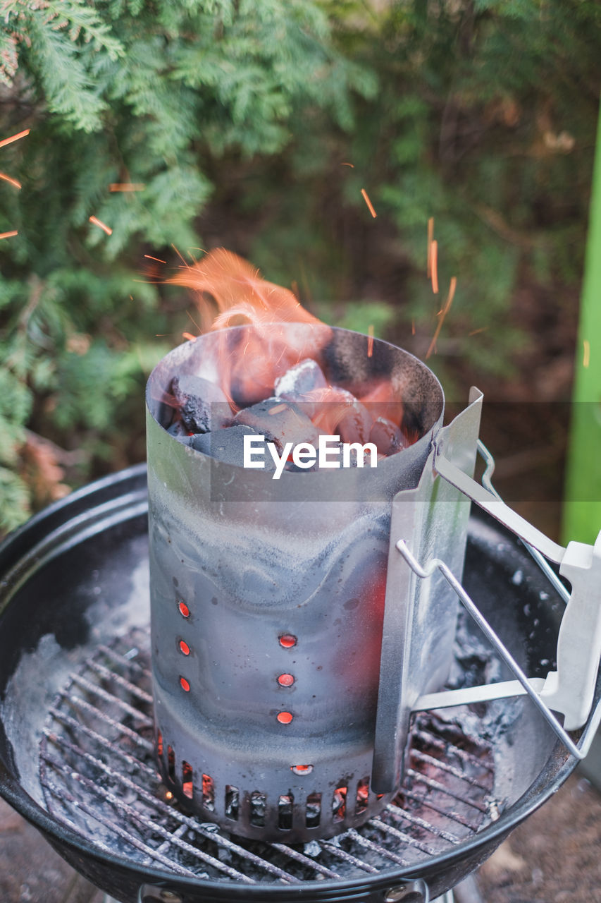 Close-up of barbecue grill starter