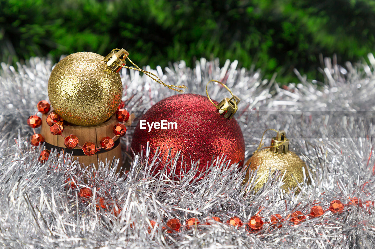 Close-up of christmas ornaments