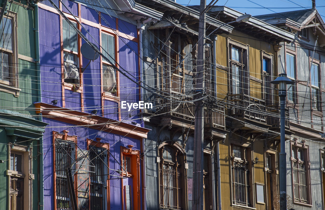 Colourful residential houses in valparaiso in chile
