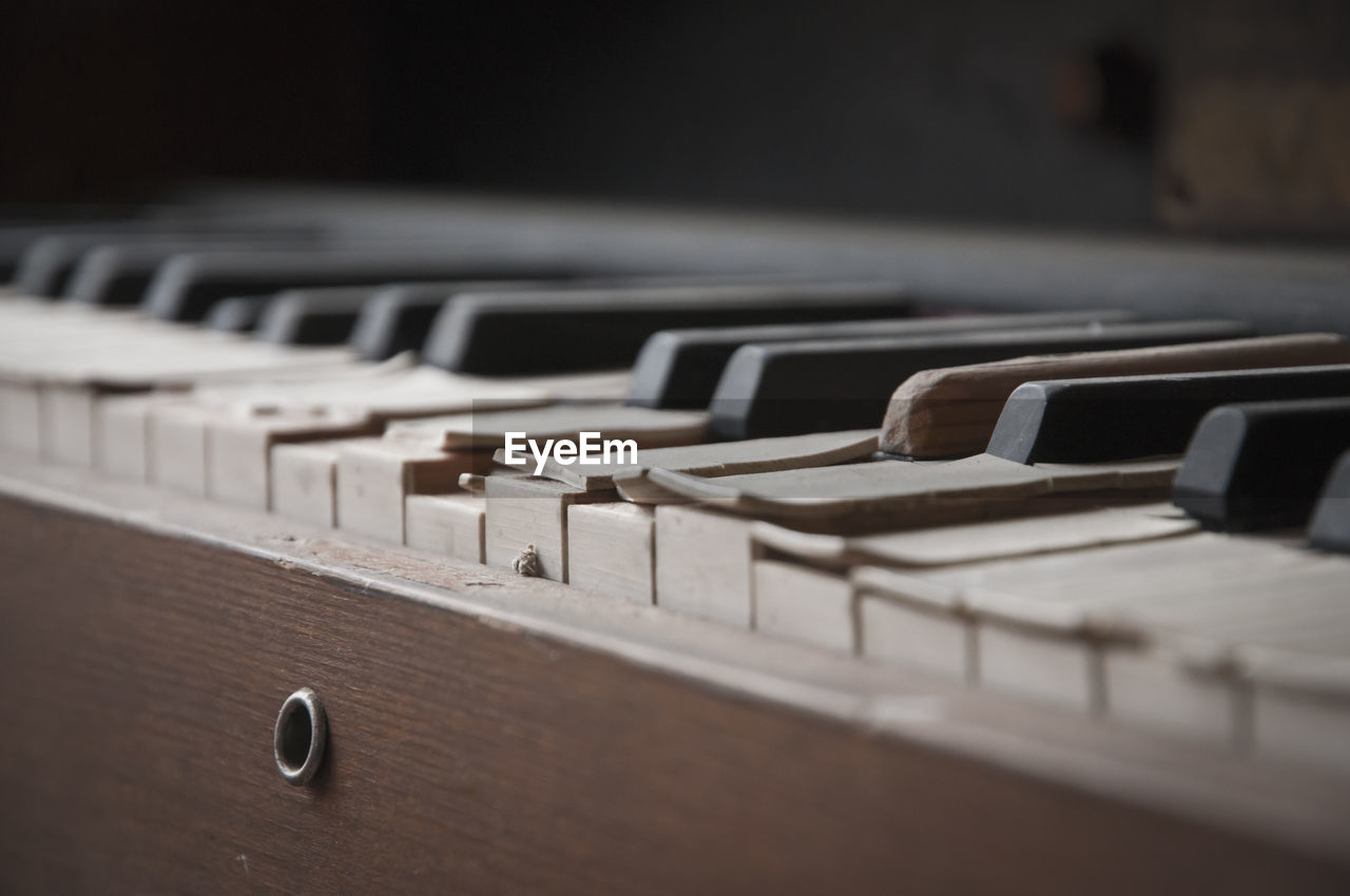 Close-up of old piano