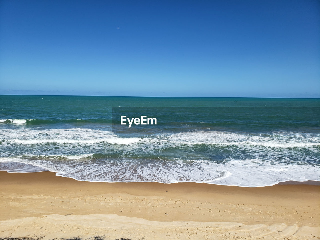 Ocean waves breaking on the beach sand located in northeastern brazil