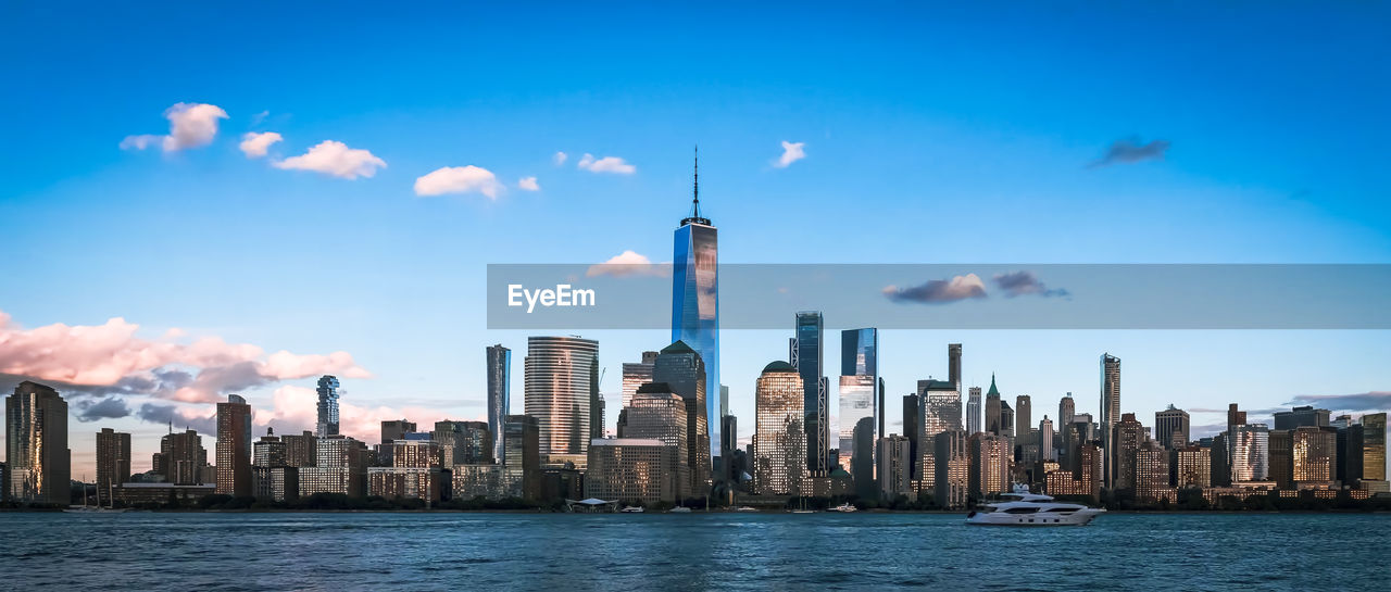 Modern buildings in city against sky,new york