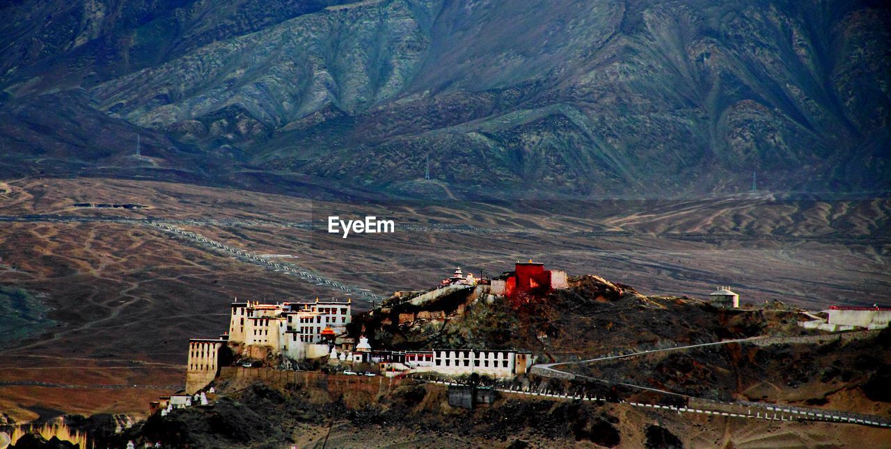High angle view of a buddist monastery 
