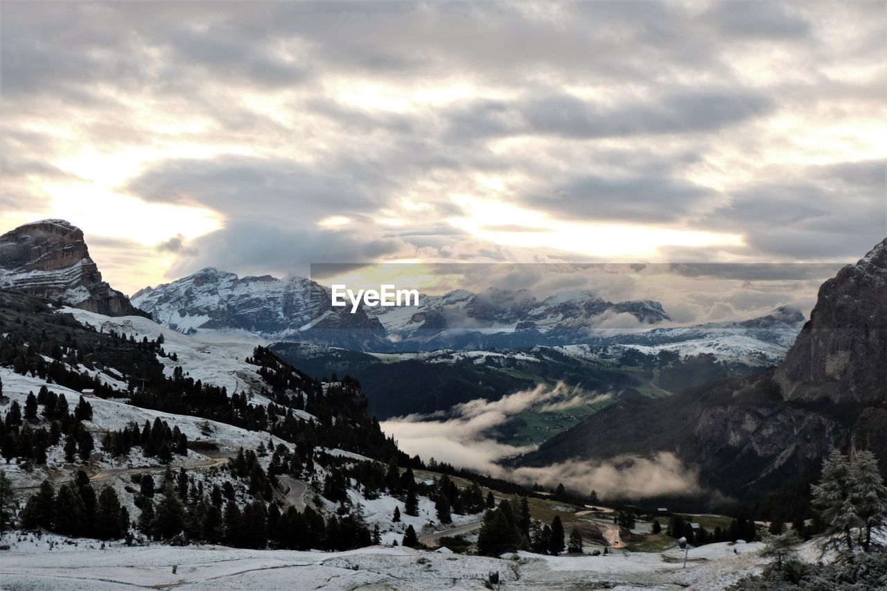 SCENIC VIEW OF MOUNTAINS AGAINST SKY DURING WINTER