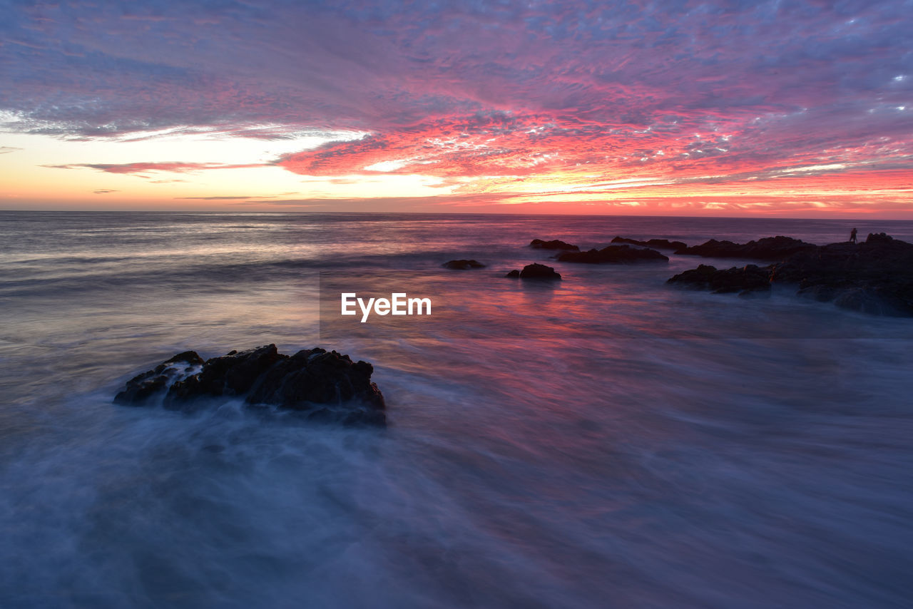 Scenic view of sea against sky during sunset