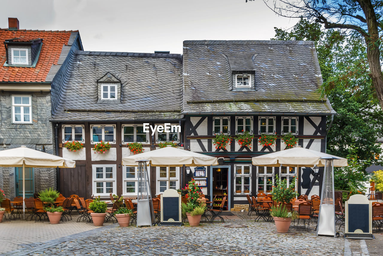 Street with old half-timbered house in goslar, germany