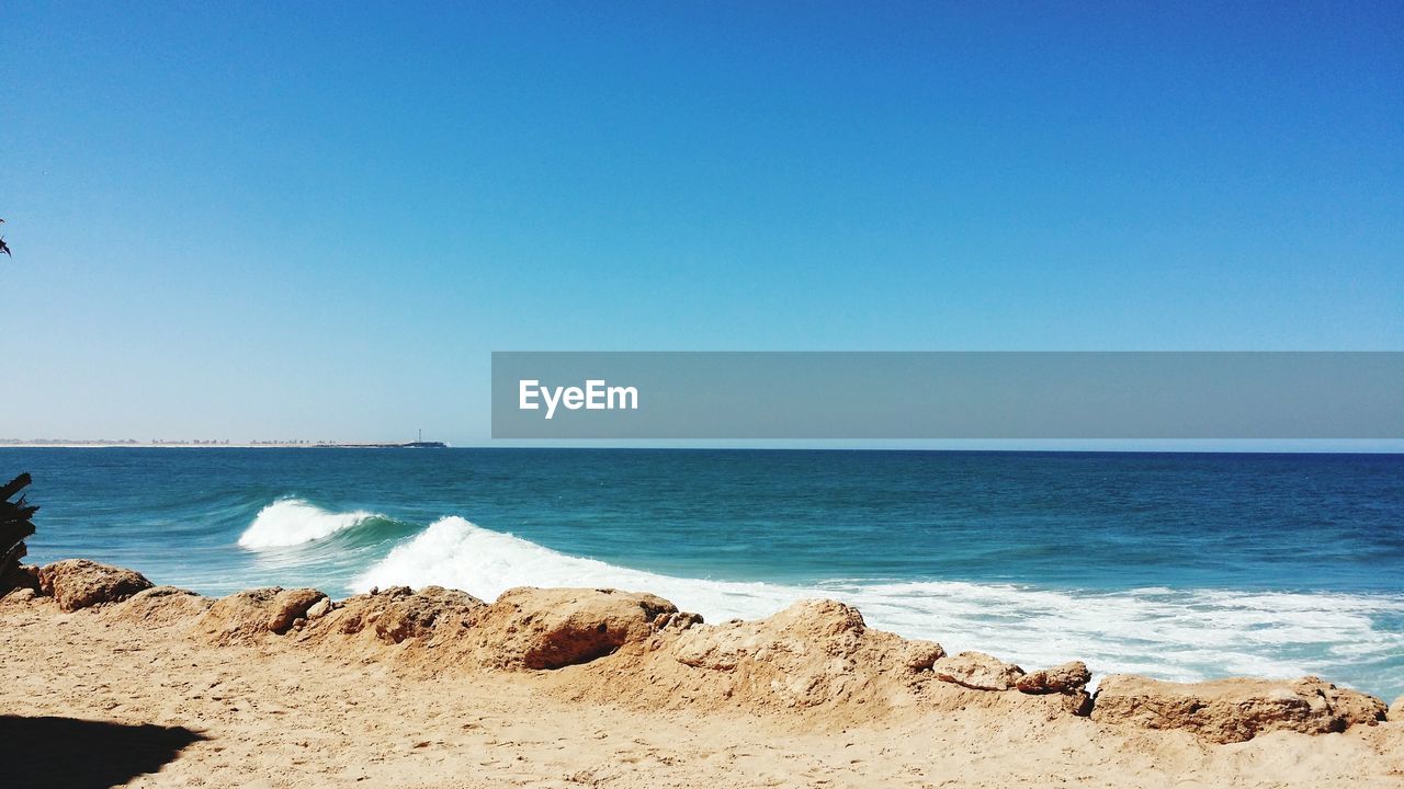 SCENIC VIEW OF BEACH AGAINST CLEAR SKY