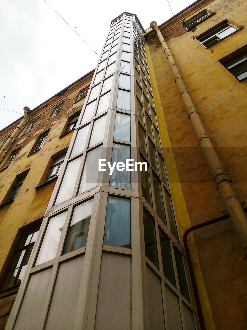 Low angle view of elevator in building