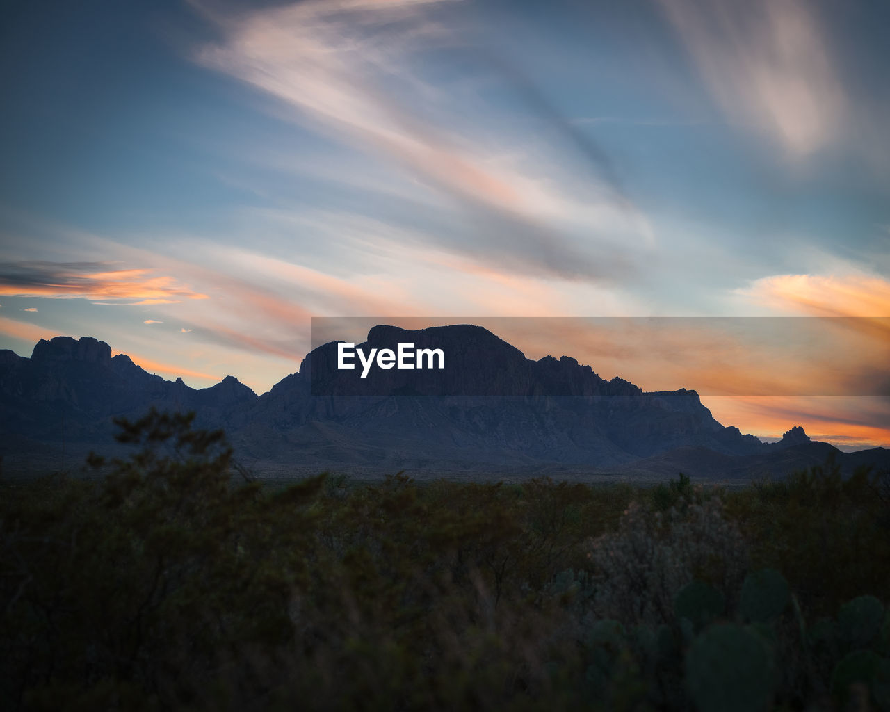 Scenic view of mountains against sky during sunset in big bend national park - texas