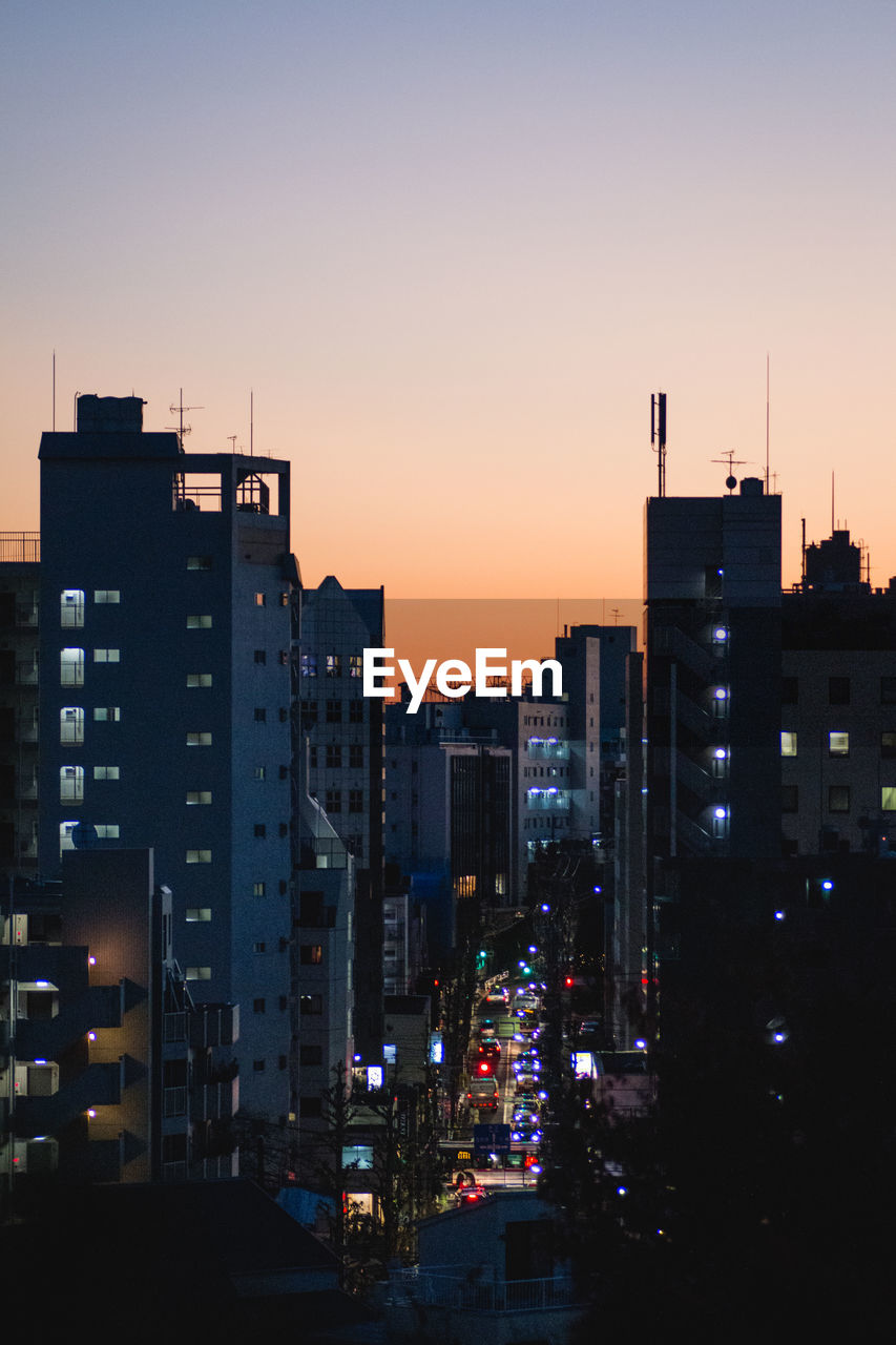 City street at sunset