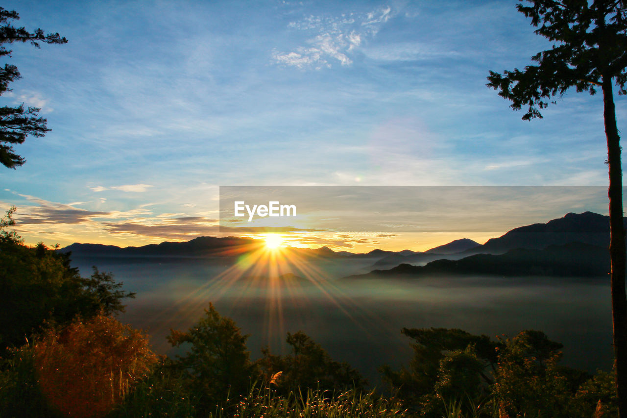 Scenic view of landscape against sky during sunset