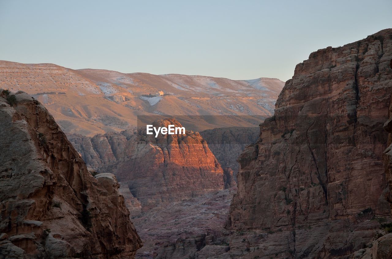 Scenic view of mountains against clear sky