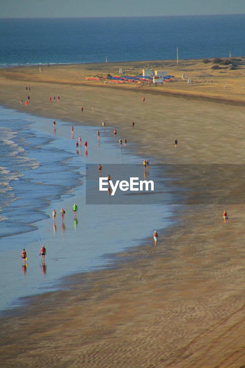 High angle view of people on beach