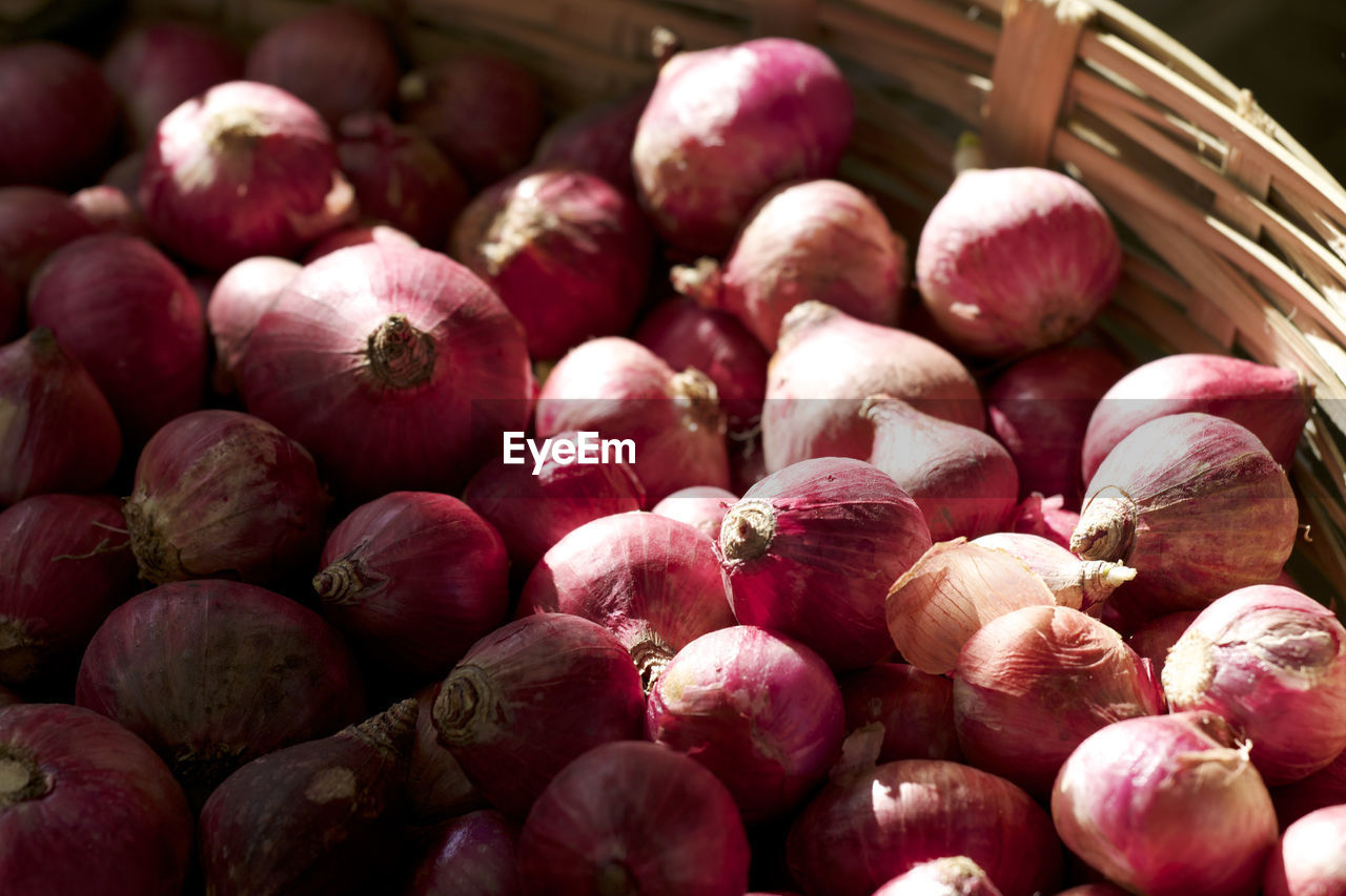 Close-up of onions in market