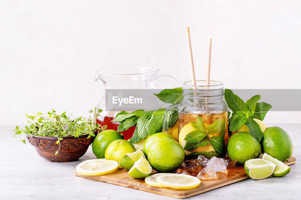 FRUITS AND VEGETABLES ON TABLE