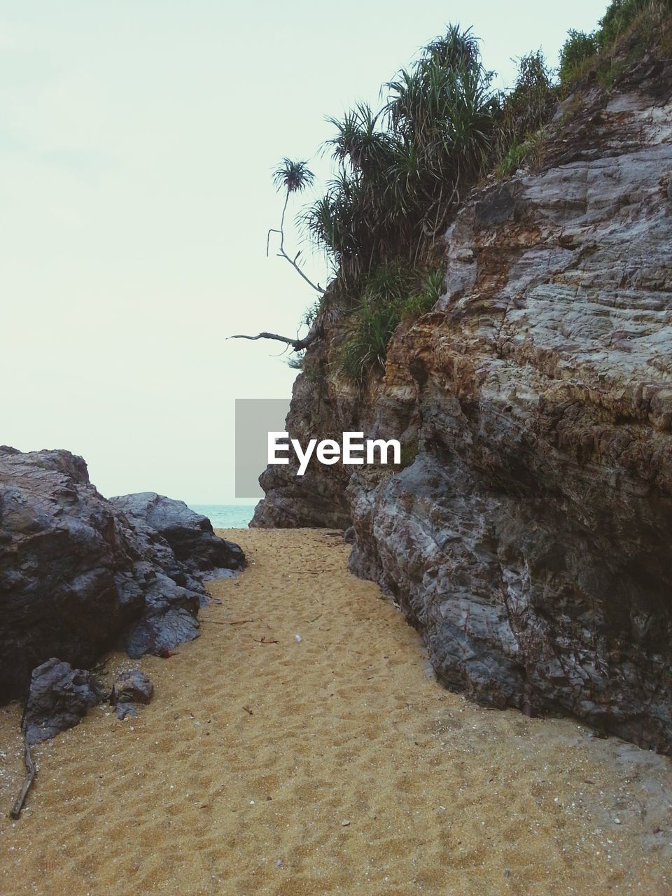 Scenic view of beach against clear sky