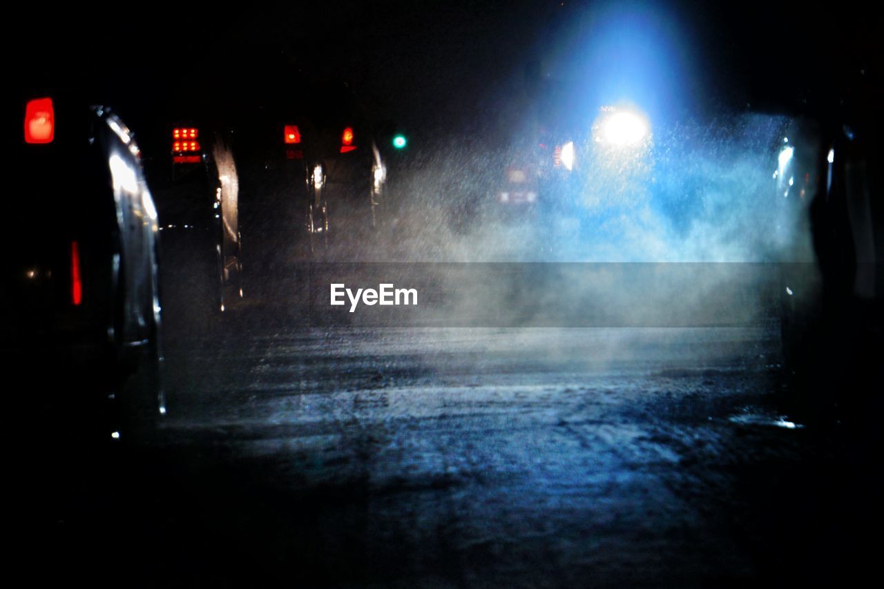 Blurred motion of car on road