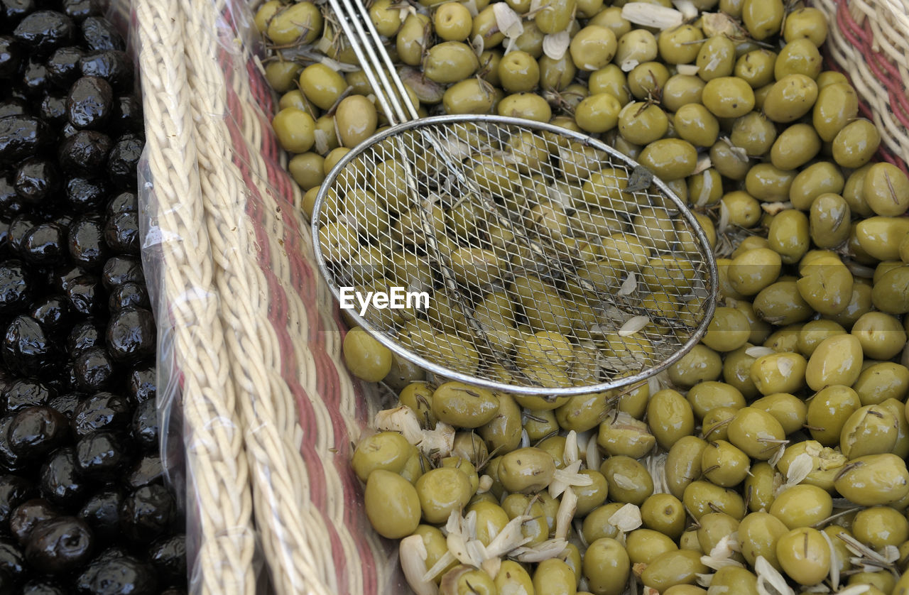 HIGH ANGLE VIEW OF FRUITS FOR SALE AT MARKET