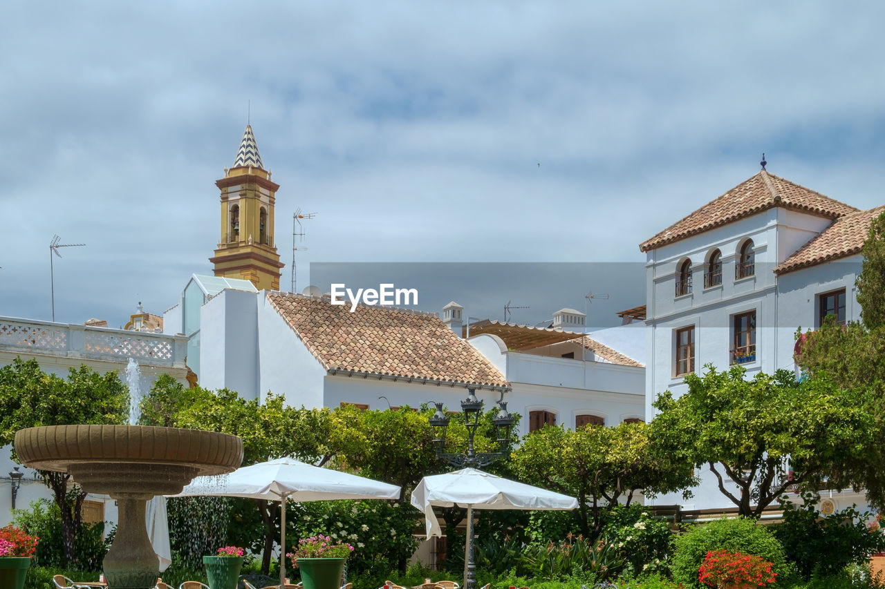 A plaza in the centre of the old town of estepona, costa del sol, spain.