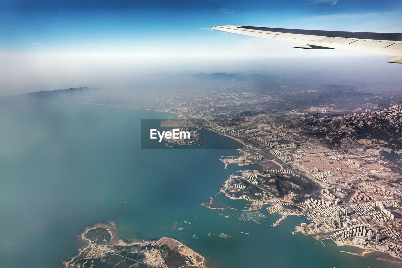 Aerial view of sea against sky