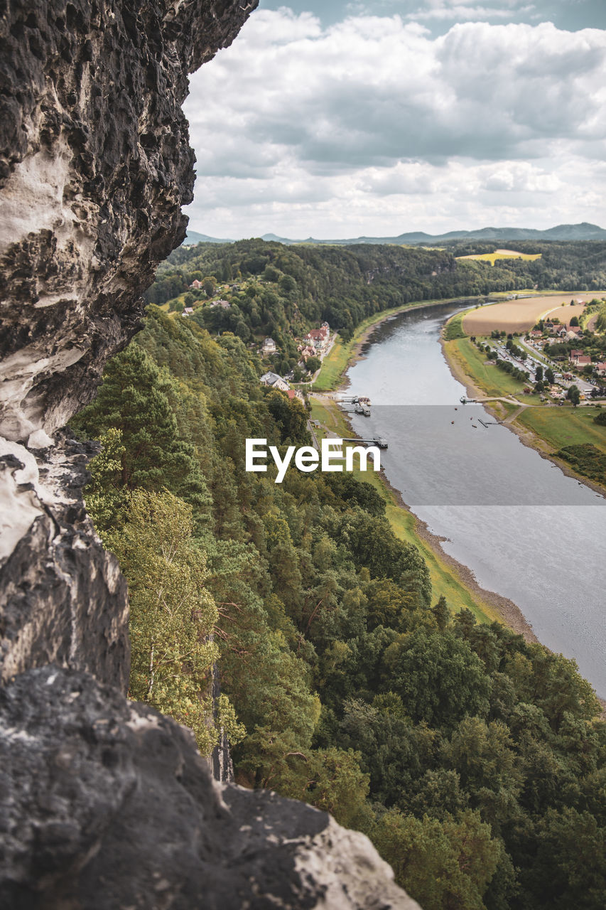 High angle view of landscape against sky