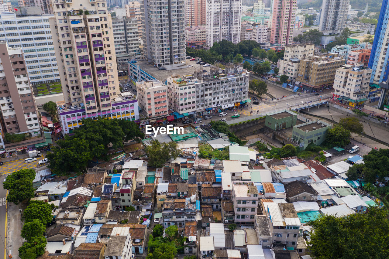 HIGH ANGLE VIEW OF CITY BUILDINGS