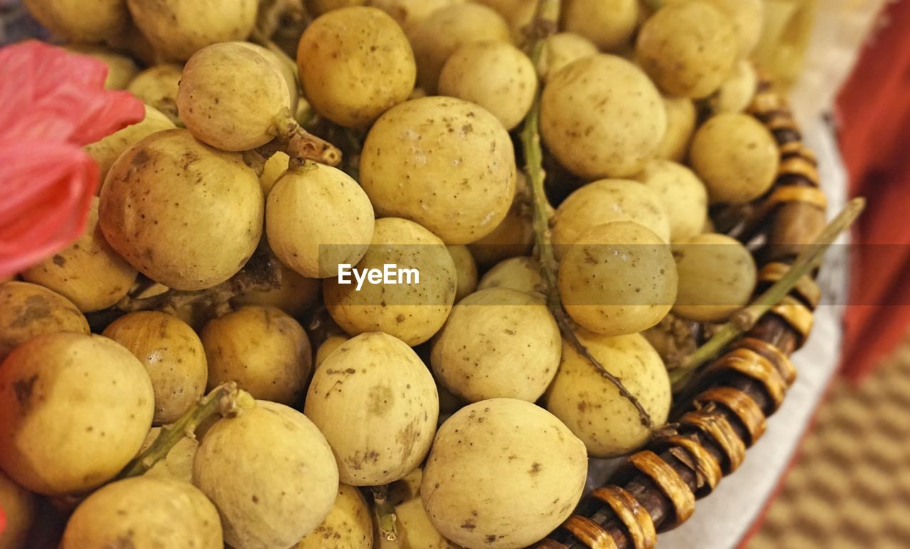 High angle view of fruits in basket