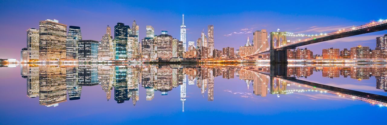 Reflection of city in water