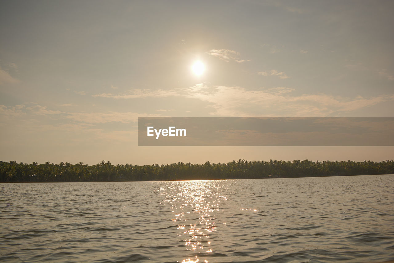 VIEW OF LAKE AGAINST SKY DURING SUNSET