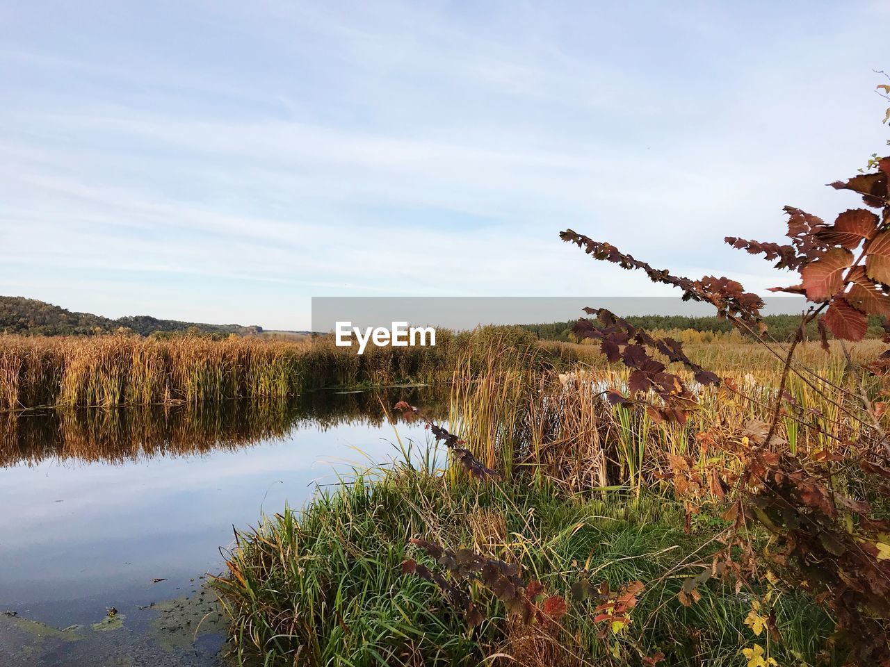 Scenic view of lake against sky