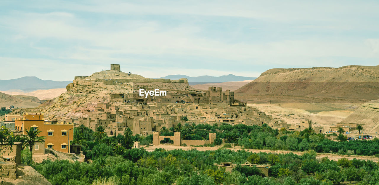 Panoramic view of ait benhaddou, a unesco world heritage site in morocco