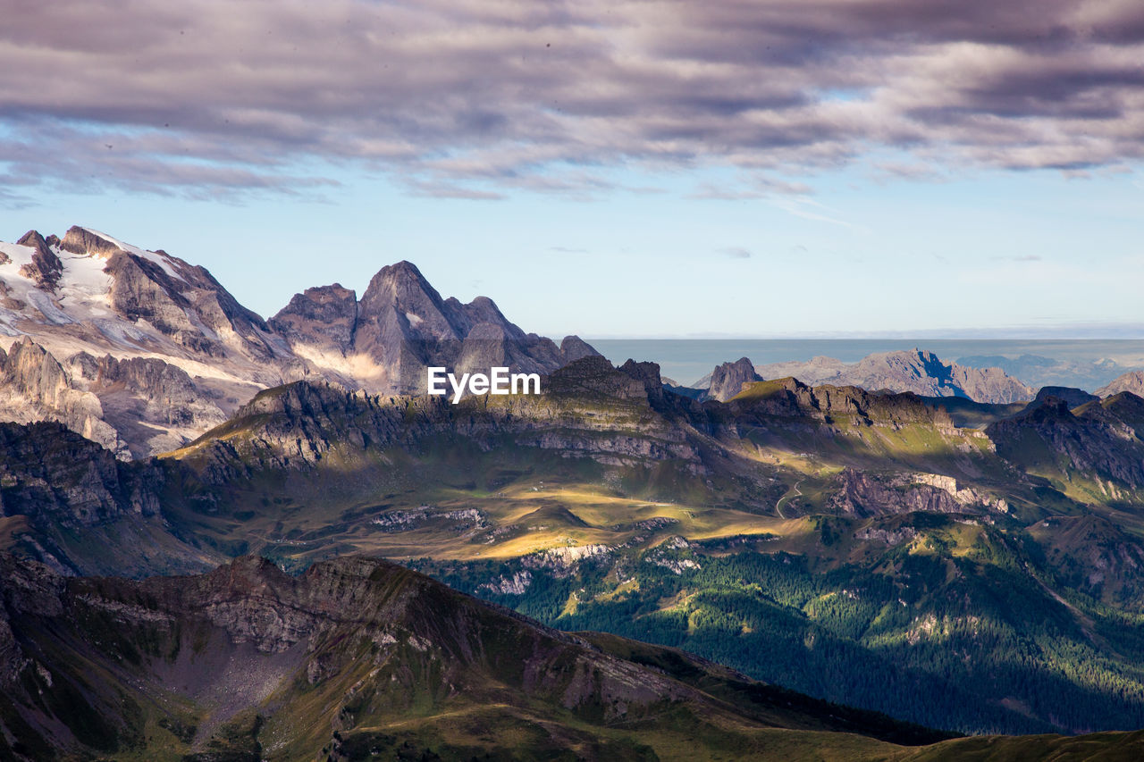 Scenic view of mountains against sky