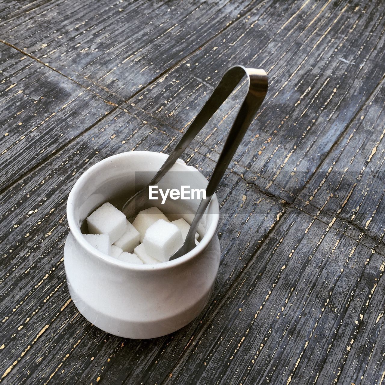 Close-up of sugar cubes on table