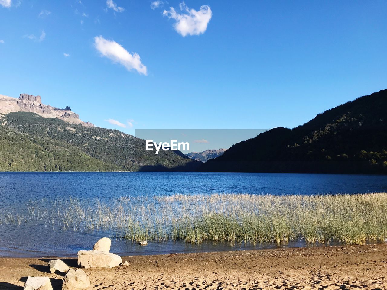 Scenic view of lake against sky