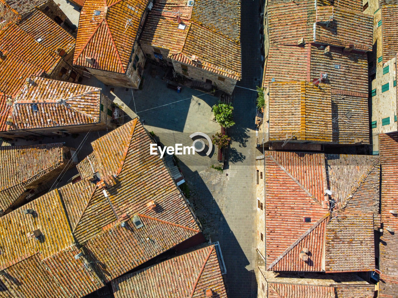 High angle view of residential buildings