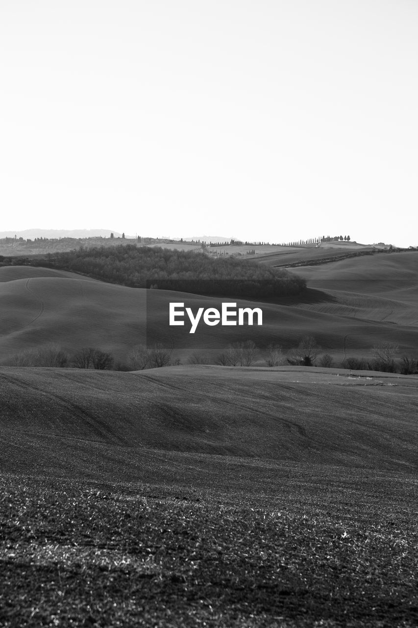 SCENIC VIEW OF FARM AGAINST CLEAR SKY