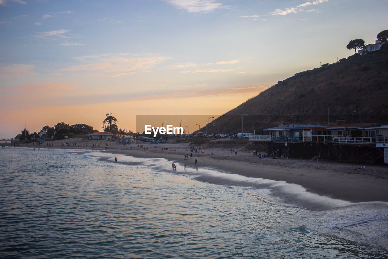 Scenic view of sea against sky at sunset