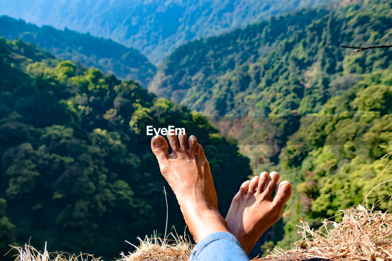 Low section of woman on mountain