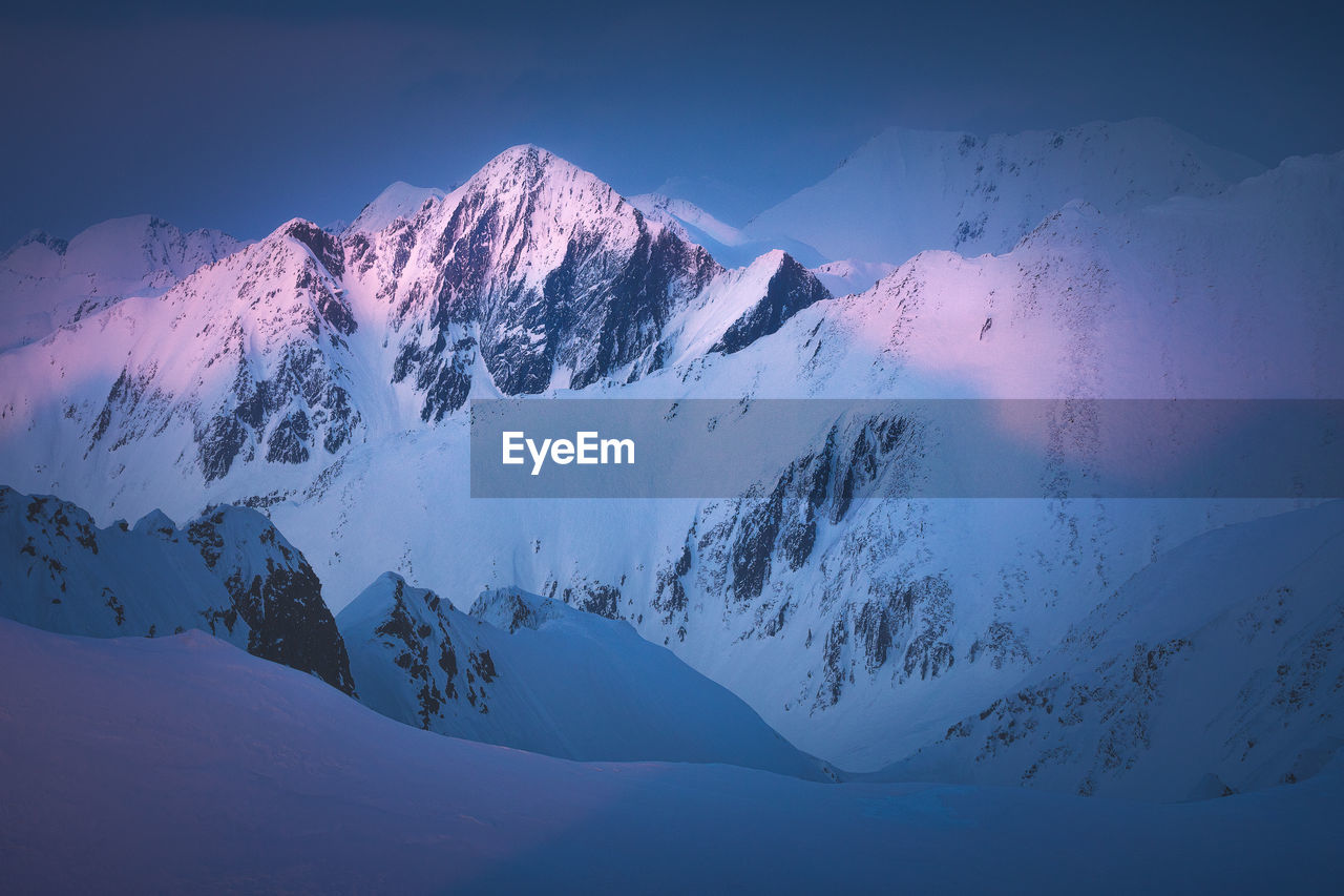 Wintertime at altitude in the carpathian mountains.