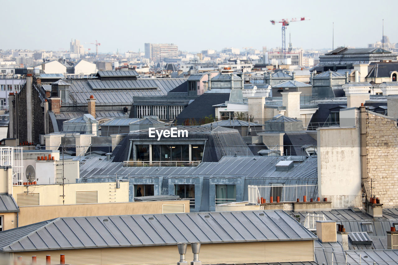 high angle view of houses in city