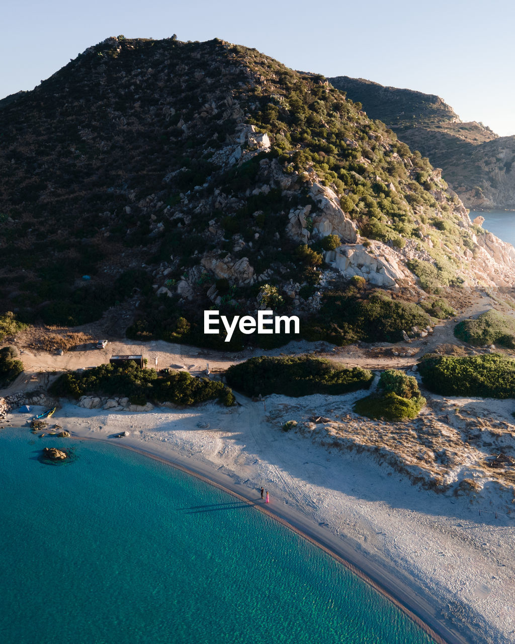 High angle view of sea and mountains