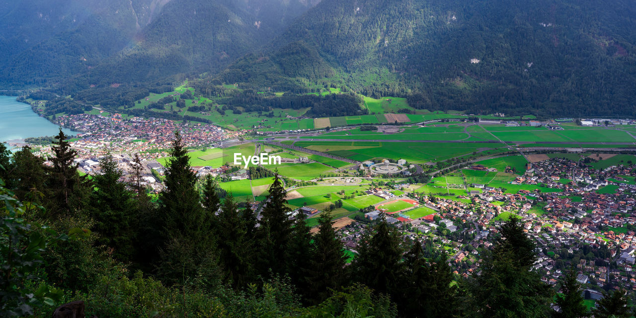 High angle view of townscape against sky