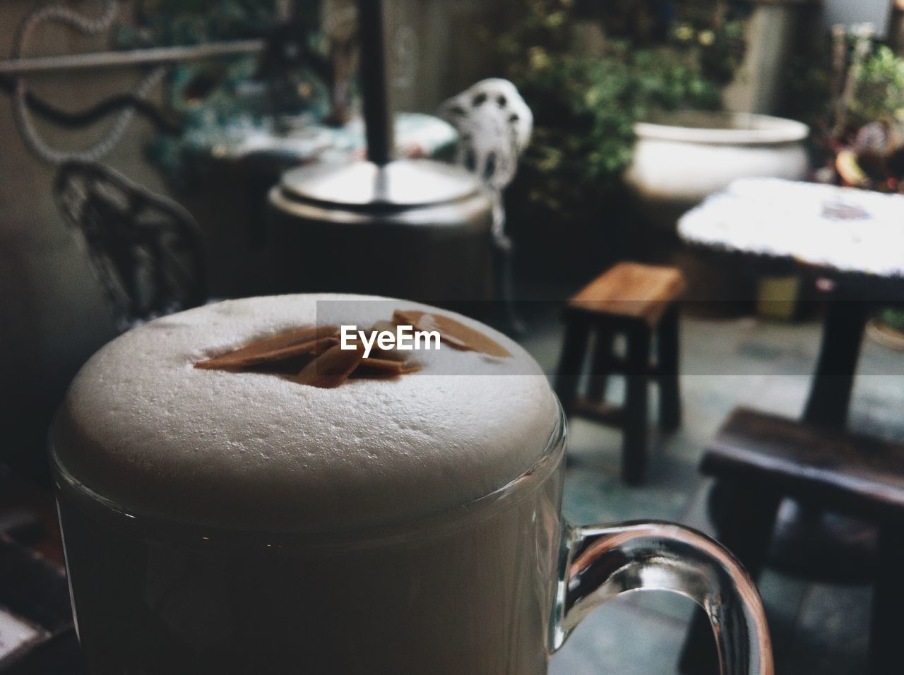 Close-up of coffee cup on table