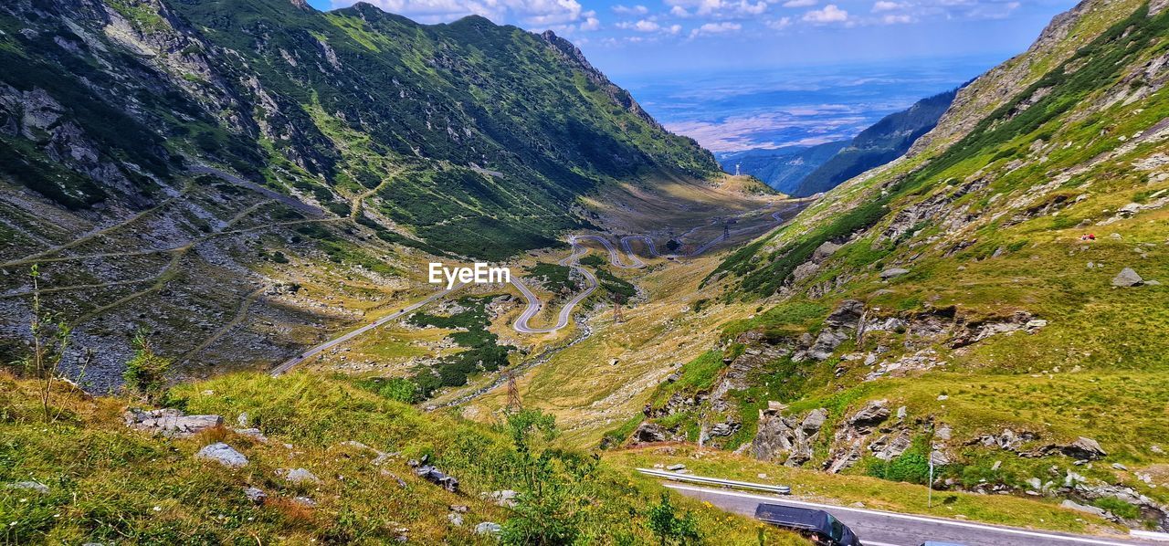 Scenic view of mountains against sky