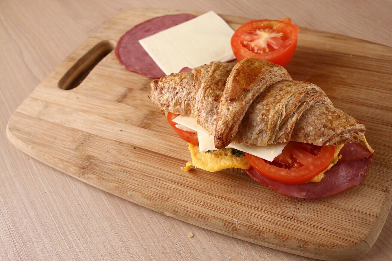 Close-up of croissant sandwich