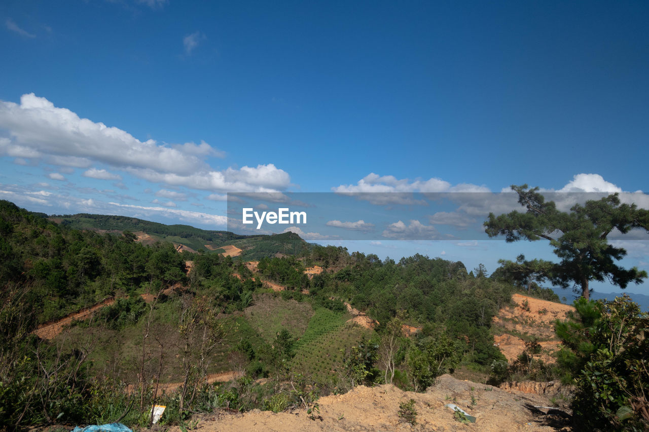 SCENIC VIEW OF LANDSCAPE AND MOUNTAINS AGAINST SKY