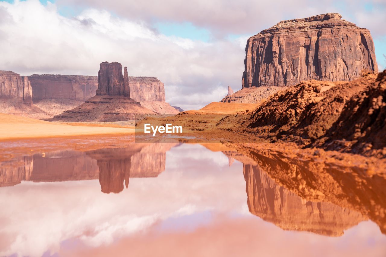 Panoramic view of rock formations against sky