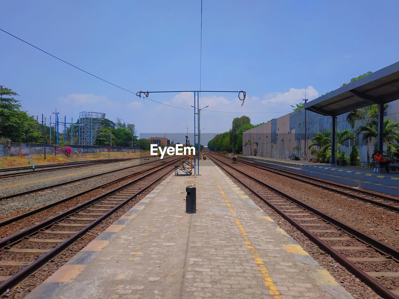 Empty railroad station platform