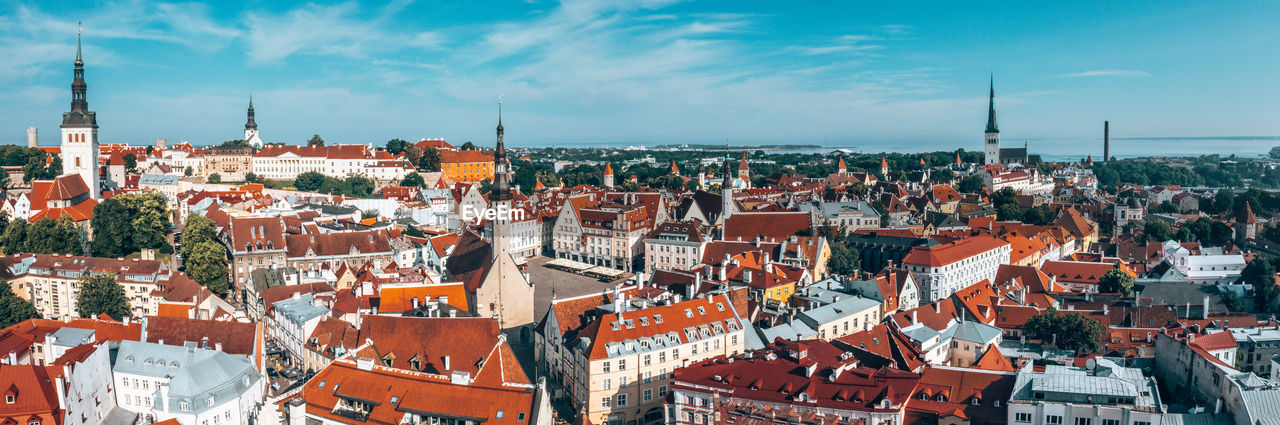 Aerial view of tallinn old town in a beautiful summer day